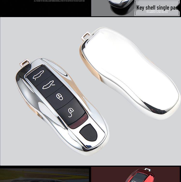 TPU Electroplated Soft Rubber Key Shell for Porsche Panamera/Macan