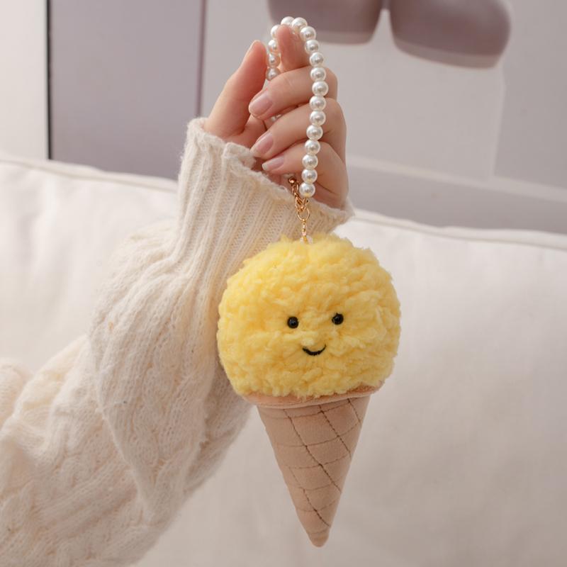 Candy-colored Ice Cream Cone Ice Cream Bag Key Pendant Super Soft Dolls Cartoon Plush Toys Comfortable Fabric Birthday Gifts