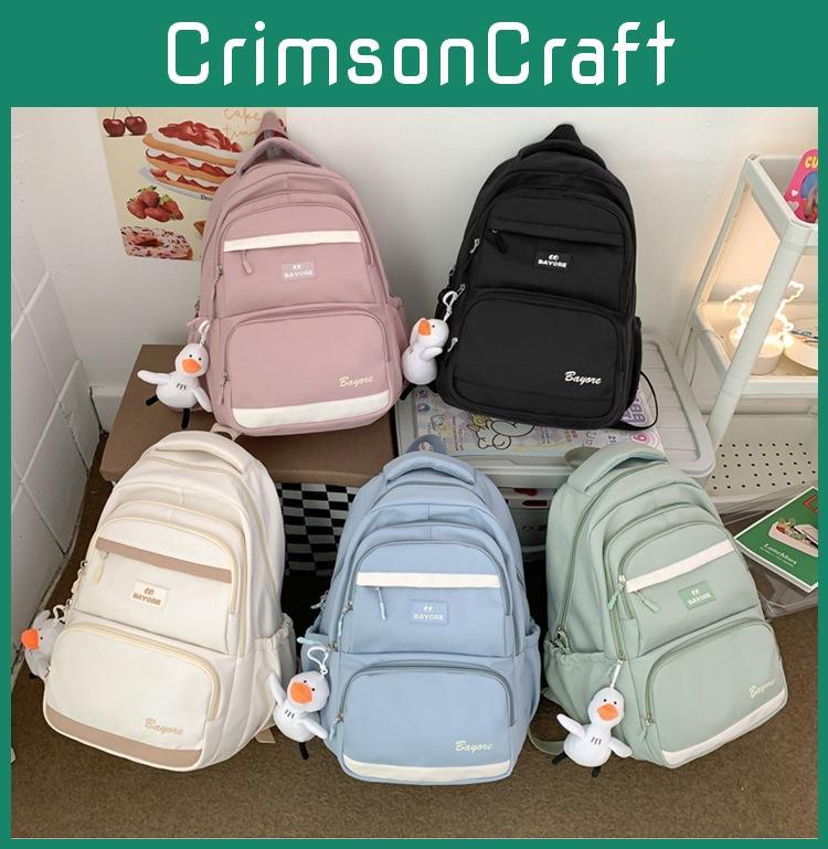 Bayore Letter Pattern Girls School Backpack With Polyester Material And Multiple Pockets For Daily Use