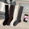 Basic solid color slim calf socks gentle wind soft waxy skin-friendly autumn and winter cotton socks Zhuji pure cotton women's medium tube socks