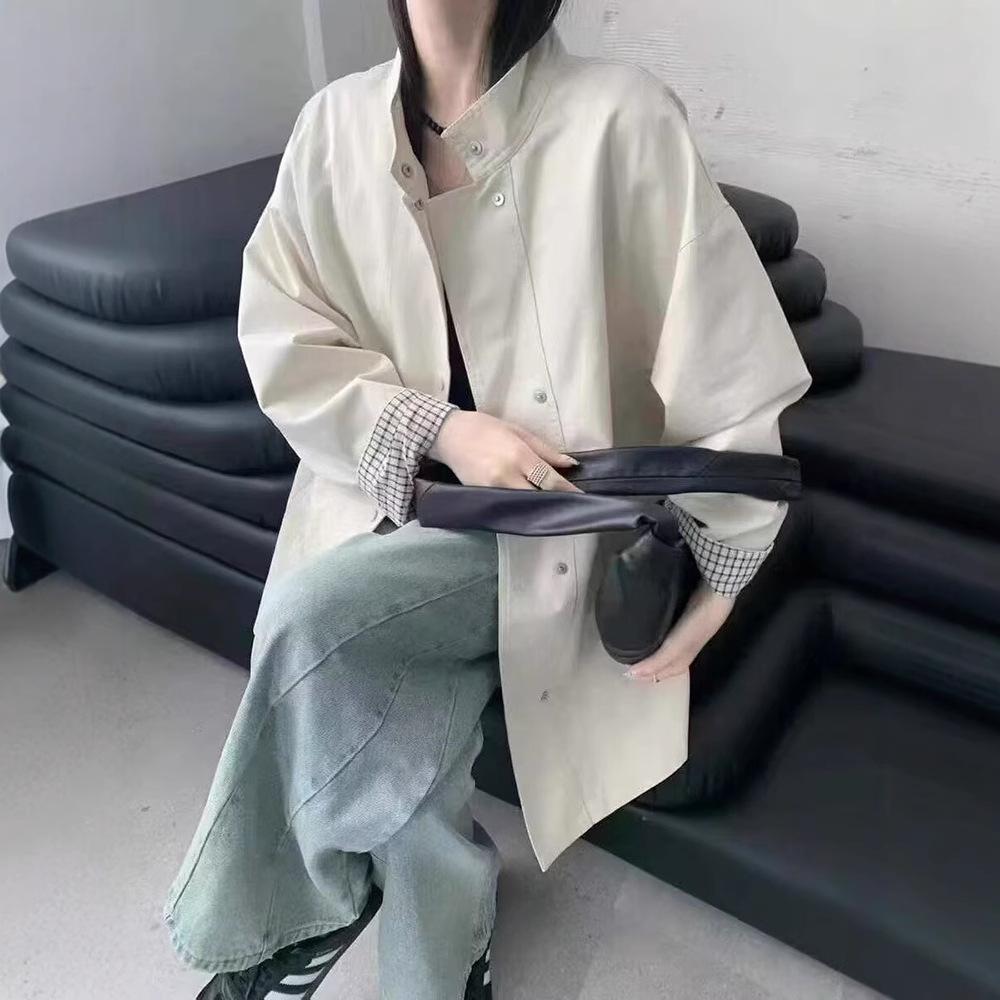 Korean-British Style Women's Mid-Length Trench Coat - Retro, Versatile, High-End for Spring & Autumn 2025