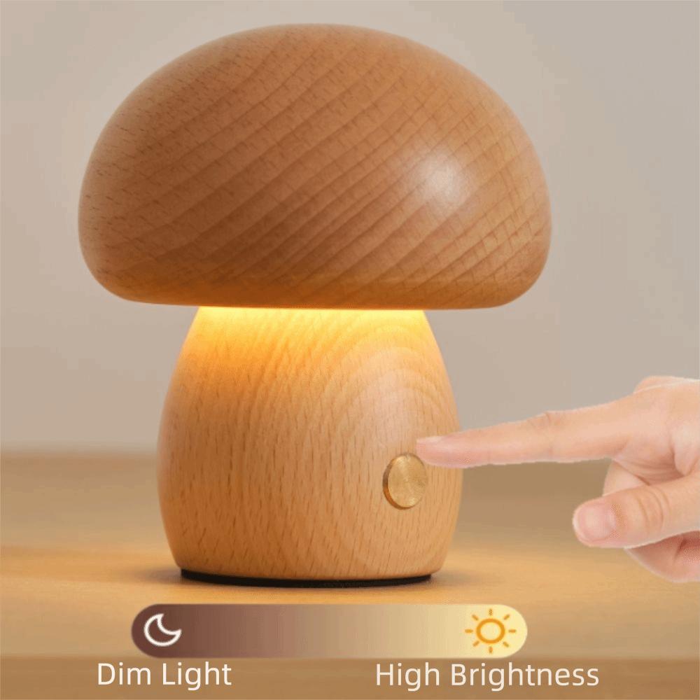 3 Color Light Wooden Mushroom Night Light LED Night Light Rechargeable Night Light  Childrens Room
