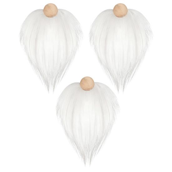Gnome Beard for Crafts 3Pcs DIY Beards with Wooden Ball Noses, Plush Beard, Christmas Elf Set Faux Fur Dwarf Handmade Doll Decorations Nose