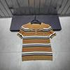 European Striped Knit Lapel Top - Spring Collection, Short Sleeve, Casual and Versatile.