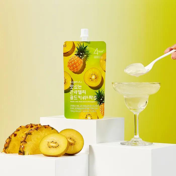 Sugarloro Low Calorie Konjac Jelly Gold Kiwi & Pine 1 Box (10 Packs)