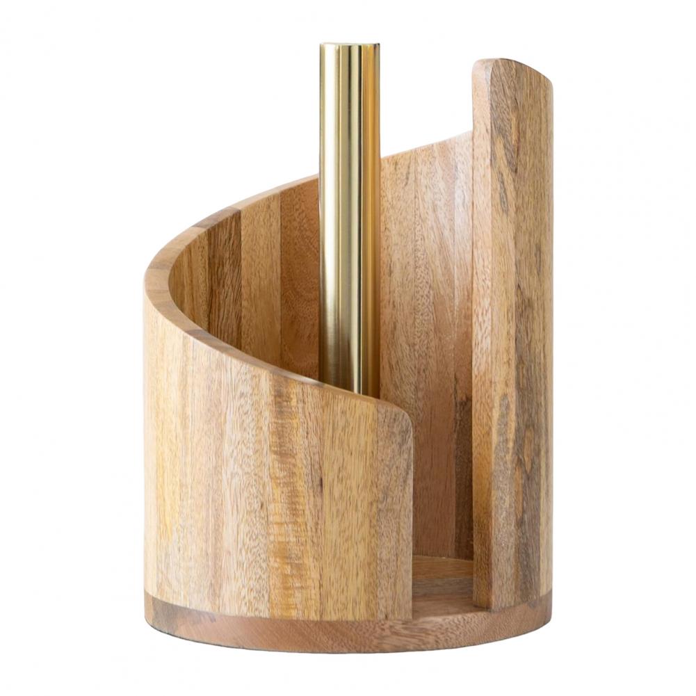 Wood Paper Towel Holder One-Handed Operation Easy Access Paper Towel Stand Farmhouse Kitchen Decor Accessory