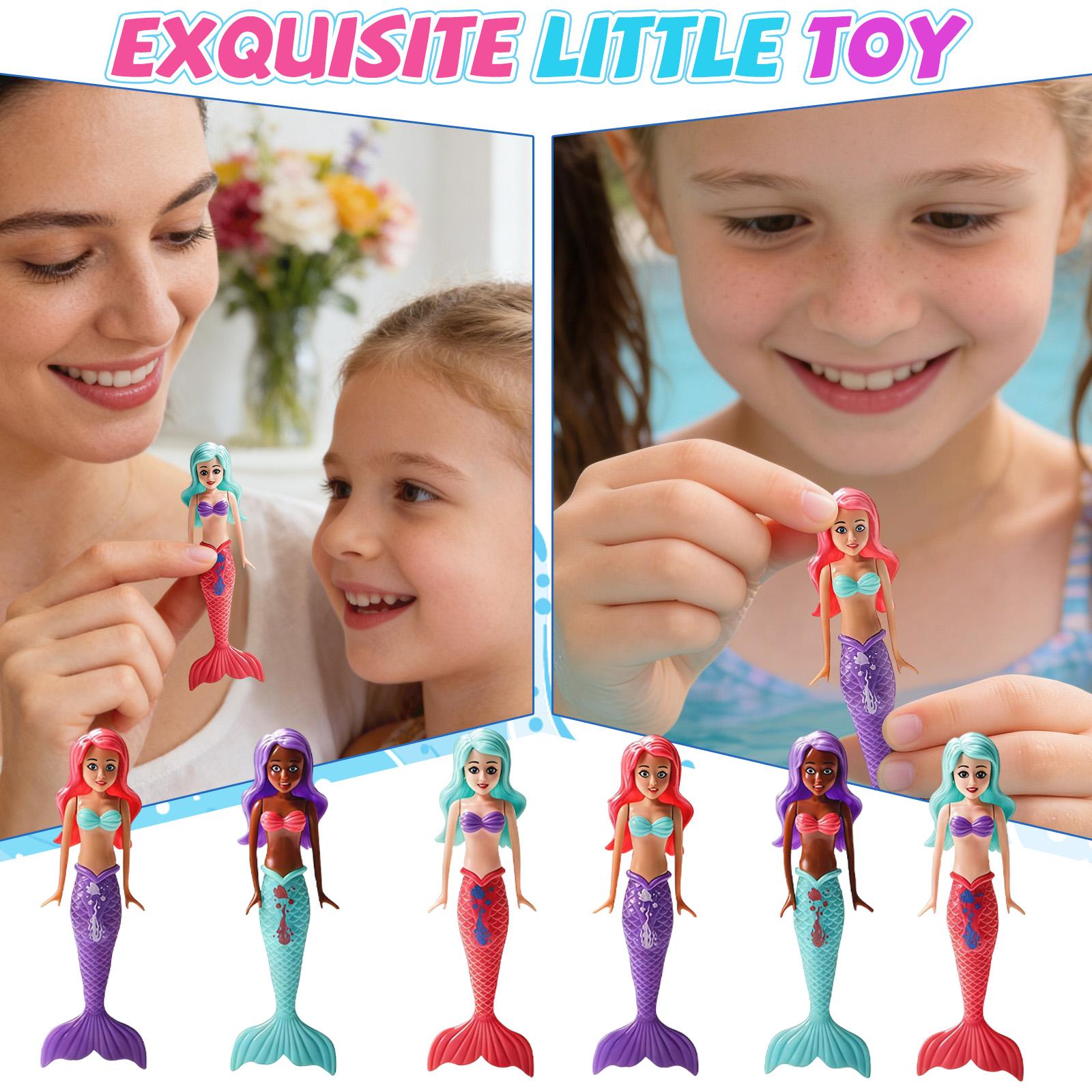6-Piece Set Of Children S Water Play Mermaid Toys, Fun Water Play Toys, Rotating Mermaid One Size