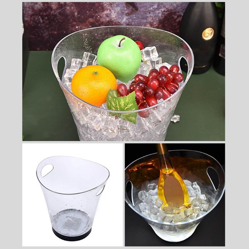 5L LED Ice Buckets with Colorful Light Portable 5L LED Ice Buckets Ice Container Bin for Outdoor BBQs and Festivities