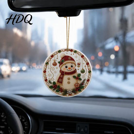 Festive Tree Hanging Christmas Acrylic Ornament 2D Flat Double Side Printed Thoughtful Gifts for Friends Santa Snowman Pendant Window Holiday Decor