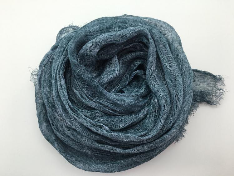 Japanese Natural Texture Linen Scarf Unisex Pleated Burr Edge Decorative Cotton And Linen Scarf Summer Sun Protection Shawl