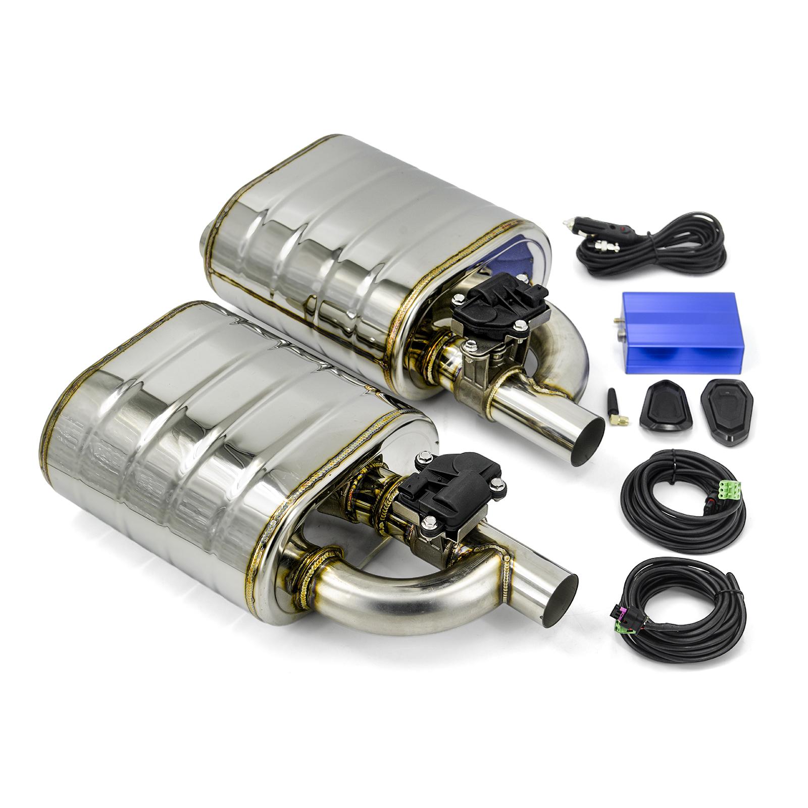 Dual Car Universal Electric Valve Exhaust Muffler With Electric Valve Exhaust Control Set 51/63/70/76MM 63MM