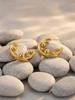 C-Shaped Gold Bead Earrings: European and American Design, Stainless Steel, Thick Gold Plating.