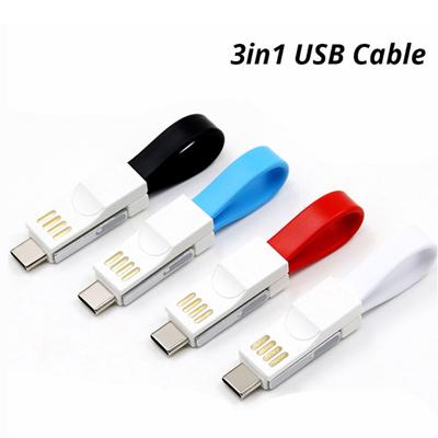 3-in-1 Micro-USB Typ-C Datenkabel Tragbares Schlüsselanhänger-Ladegerät Ladekabel Kompatibel für iPhone
