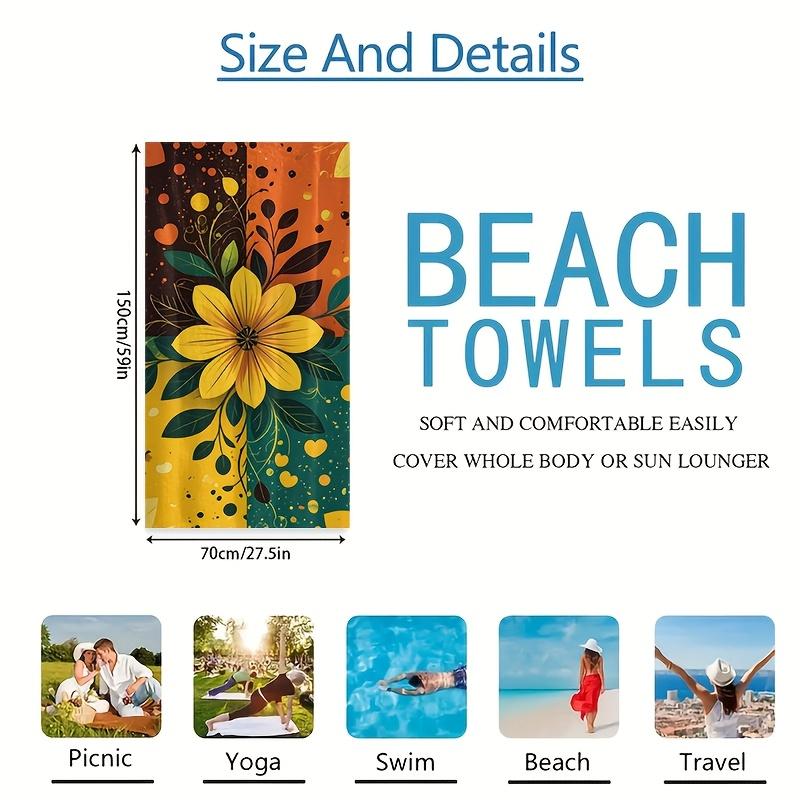Yellow Flower Beach Towel Abstract Floral Pattern Quick Dry Microfiber Soft Bath Towel For Women Girls Summer Garden Party