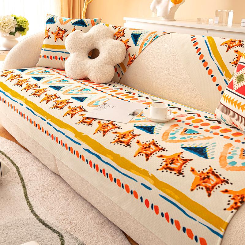 Sofa-Kissen im nordischen Stil Vier Jahreszeiten Universal Rutschfester Bezug Bezug All-Inclusive Sitzkissenbezug Handtuch Einfach Verdickt Universal