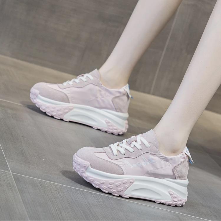 Small Man Increases Height, Platform Dad Shoes, Women's 2025 Spring New Muffin Soft Sole Cloth Surface Breathable Casual Sports Shoes