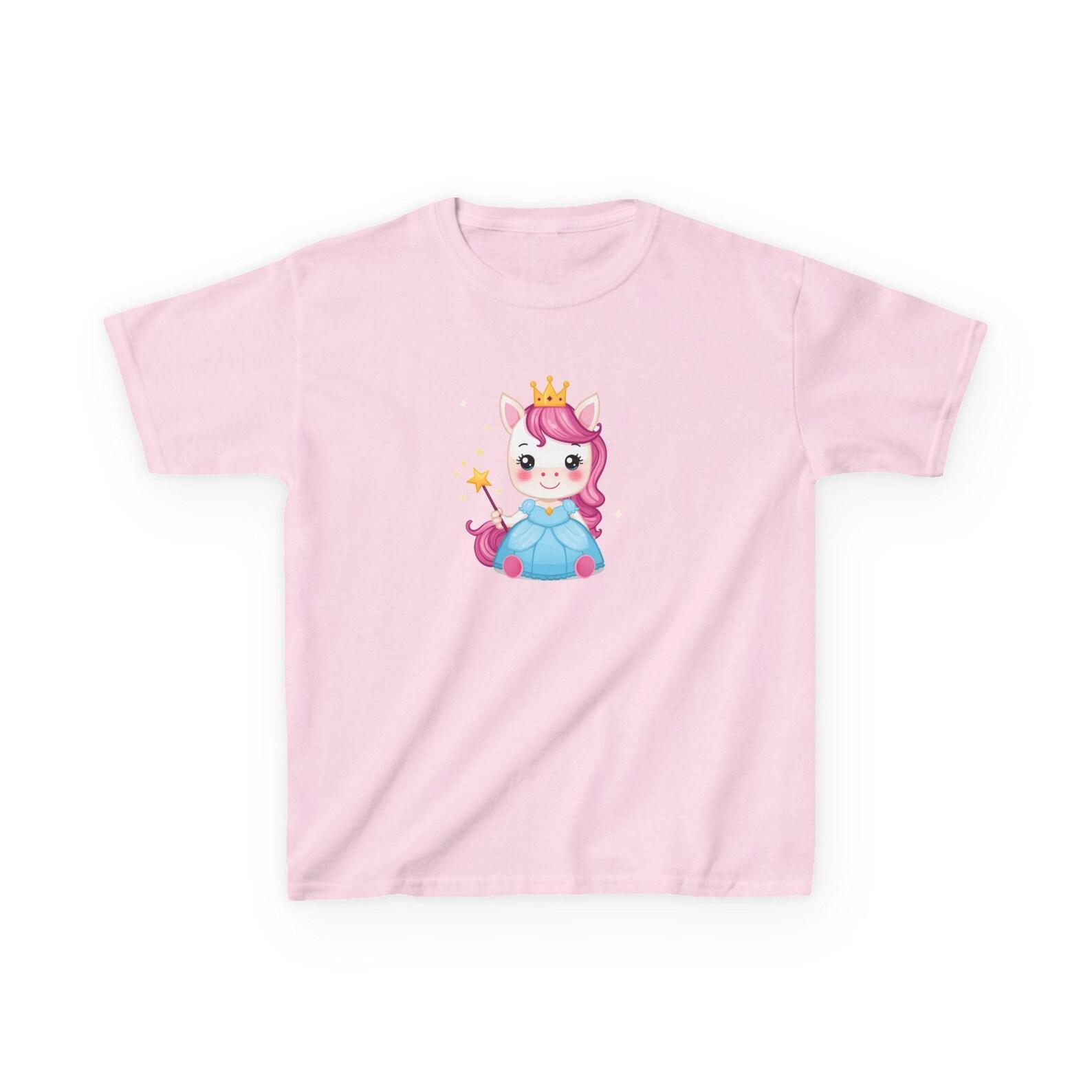 Pink Unicorn Princess Kids T-Shirt | Cute Crown Wand Character 160