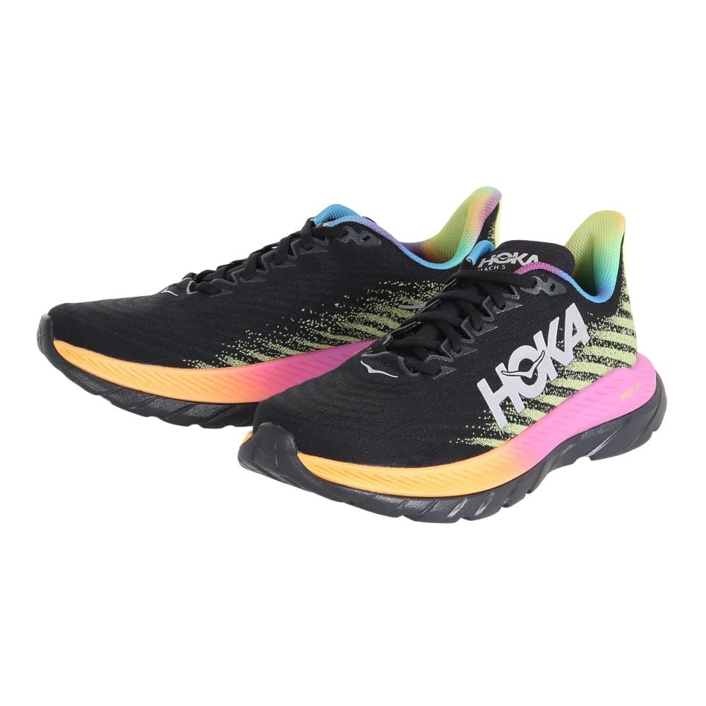 Hoka One One Mach 5 Track Size Black and Pale Yellow Men's & Field/Running Shoes, 25.0,