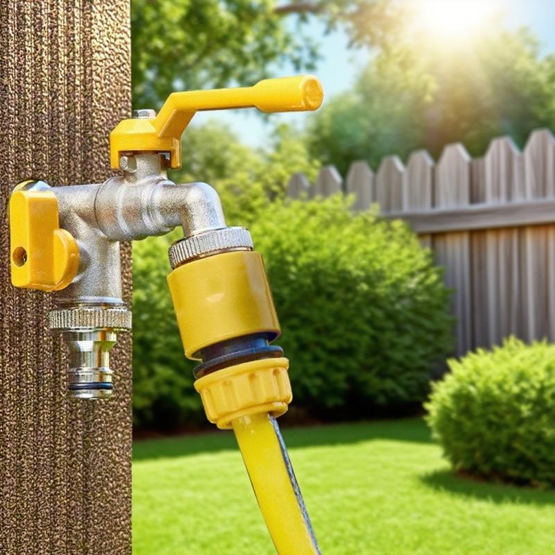 4/6-Point Brass Garden Faucet Dual Outlet Freeze Proof Outdoor Spigot Hose Connector Heavy Duty for Watering Washing Machine