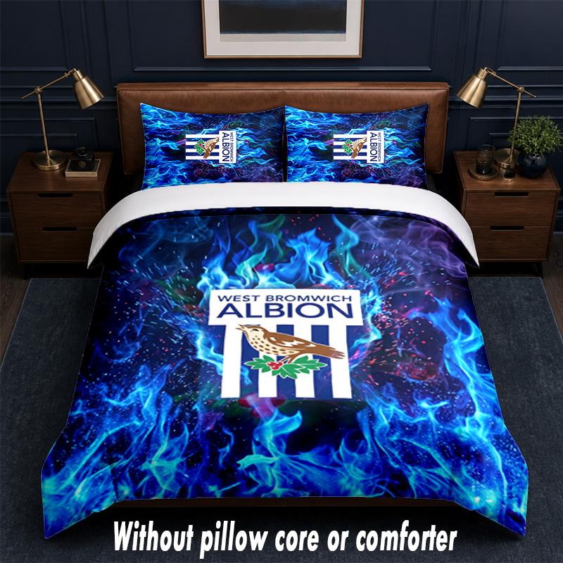West Bromwich Albion Football Design Set Biancheria da Letto 1 Copripiumino + 2 Federe Morbido Traspirante Biancheria da Letto per la Casa