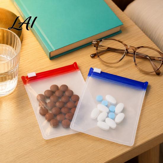 Slide-lock Zipper Bag Pill Bags Sliding Buckle Sealing Design Waterproof And Moisture-Proof Reusable Leak-proof Medicine Organizer with Writable