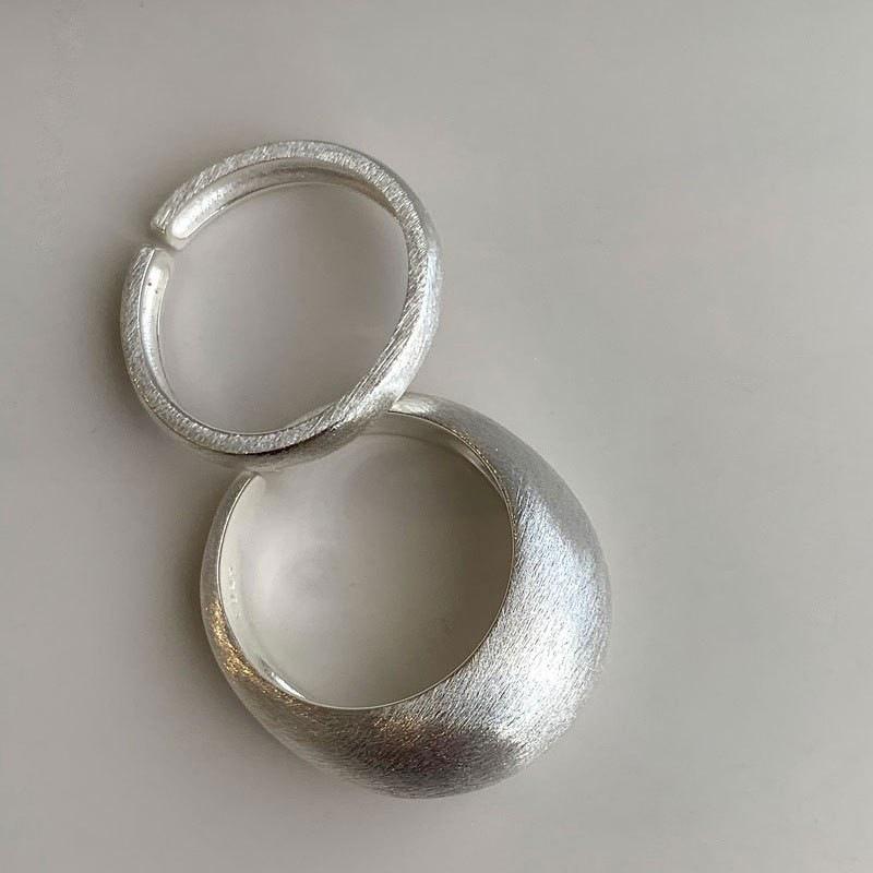 Matte Brushed Open Band Ring for Women, Personalized and Versatile Style, Popular Index Finger Accessory.