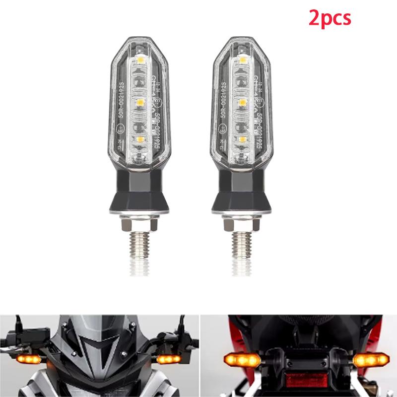 Motorcycle LED Turn Signal Lights 8mm Mini Flashing Light For Honda CBR500R CBR650F CB500X CRF250L MSX125 12V Moto Indicator