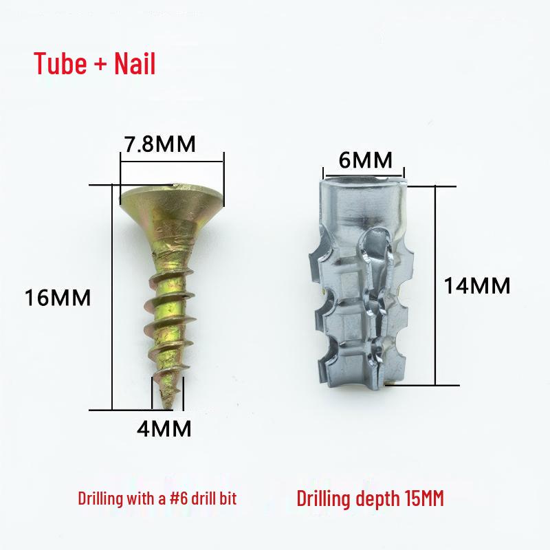Short Expansion Screws for Stone Tile Cabinet Hinges, Door Thread Repairer 6x14