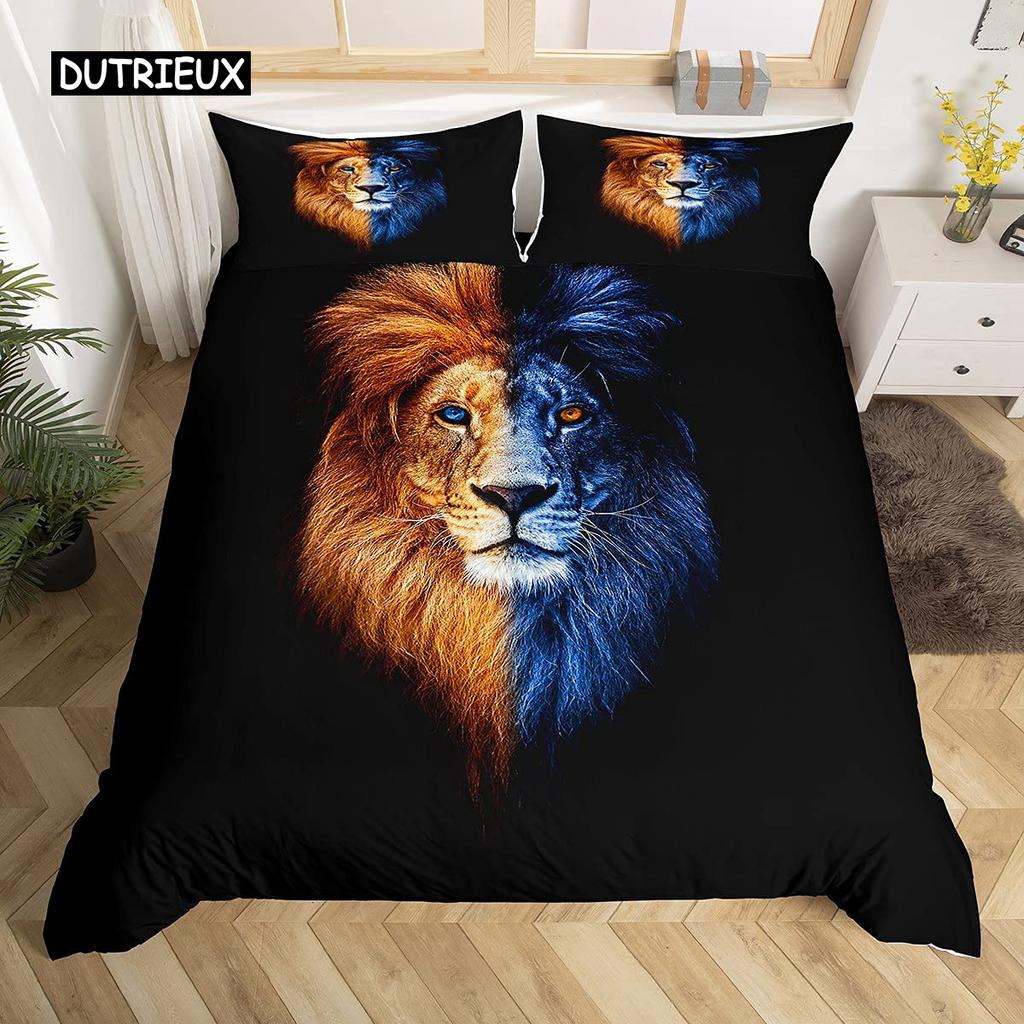 Black Lion Duvet Cover Bed Sheet Pillow Three-Piece Bedding Set