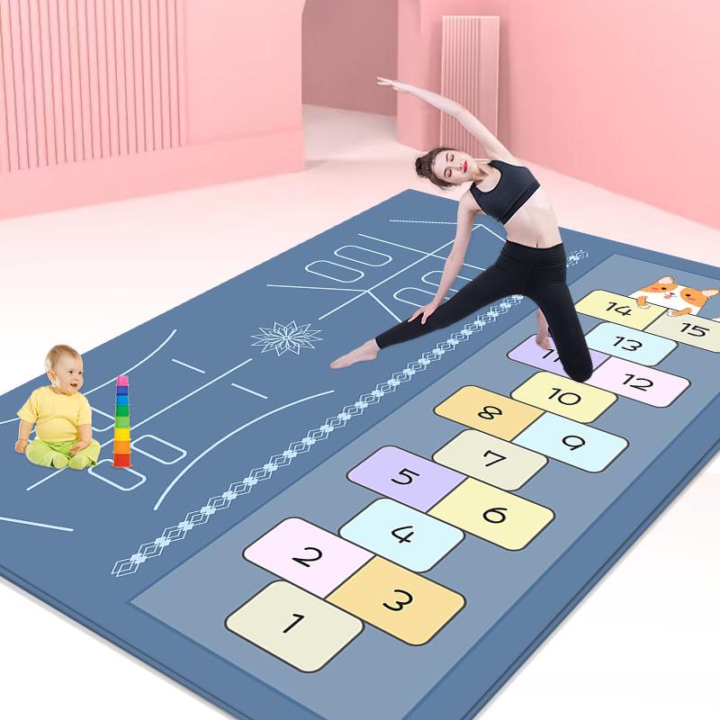 Pogrubiona Antypoślizgowa Mata do Jogi i Fitnessu Redukująca Hałas, Bardzo Szeroka i Długa do Aerobiku w Domu lub Tańca Dzieci
