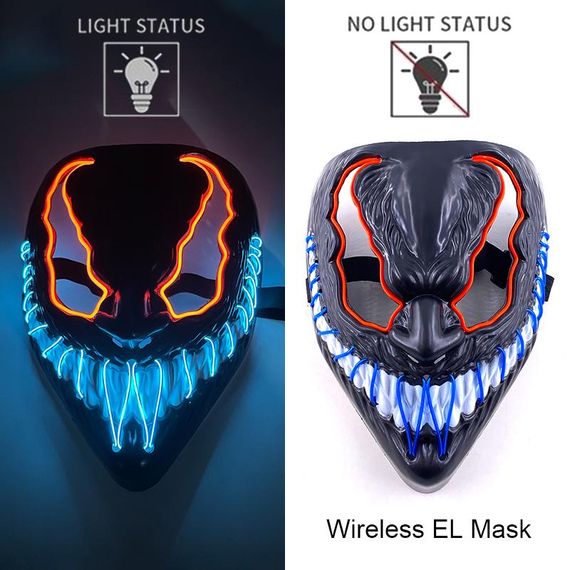 Kabellose Halloween Party Maske LED Leuchtende Maske Glühende Neon Cosplay Maske Horror Vollgesichtsmaske Requisiten