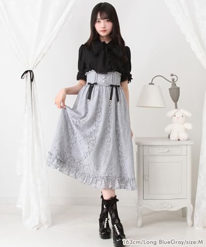 Choose your favorite lace frill ribbon skirt, long, lavender gray, size 3L, mass-produced, landmine style, sickly cute, Yumetenbo