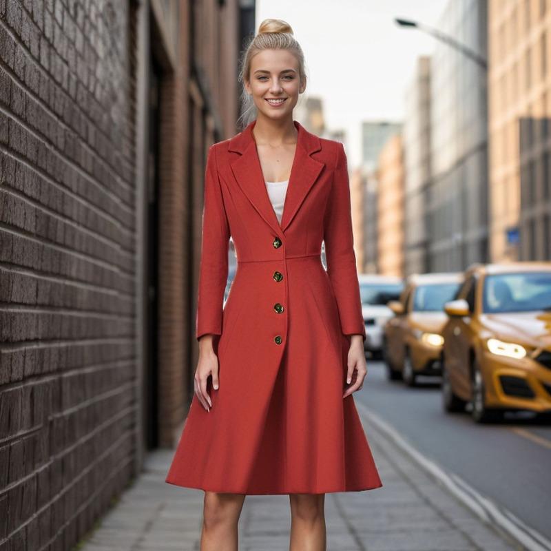 

Осень и зима Новое женское шерстяное пальто с длинными рукавами Модный повседневный тренчкот для женщин XL