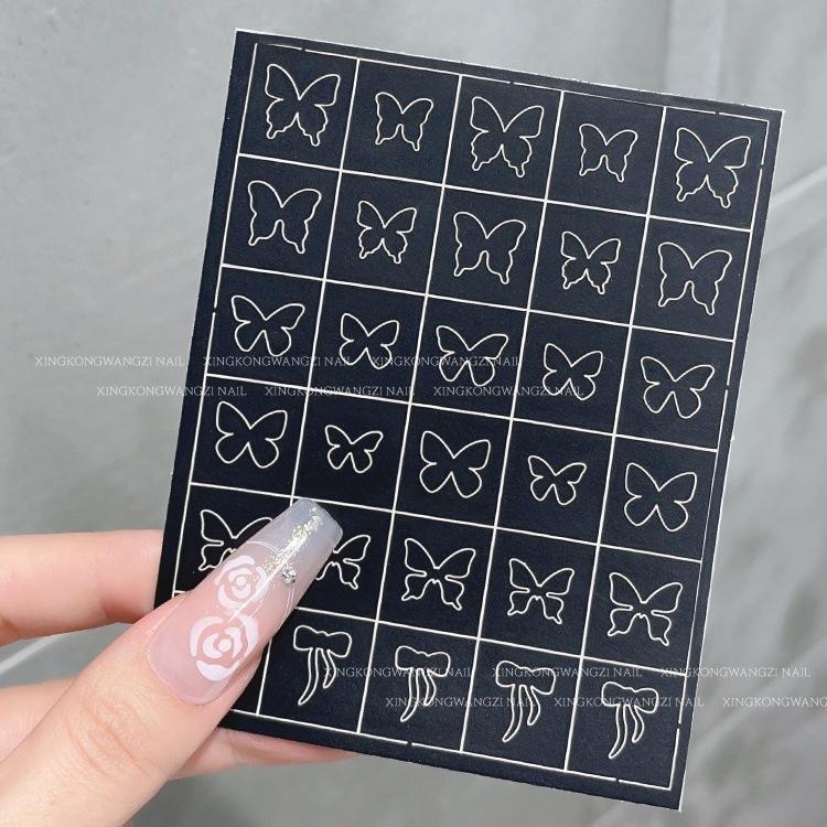 

Наклейки-трафареты для нейл-арта «Снежинки» - Рождественский французский омбре, аэрография