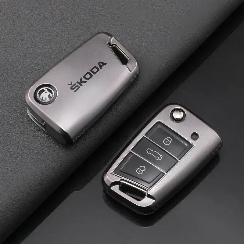 TPU Car Flip Remote Key Fob Case Cover Protector Shell Bag For Skoda Octavia A5 A7 Fabia Superb Kodiaq Karoq Keychain Accessory