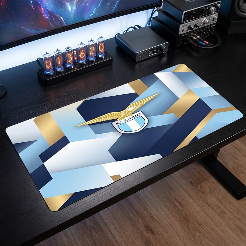 Lazio FC Theme Pattern Mouse Pad, Soccer Logo Design XXL Gaming Desk Mat Non-Slip Computer Mouse Pad
