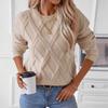 Women's Fashion Casual Loose Long Sleeve Round Neck Diamond Pullover Sweater