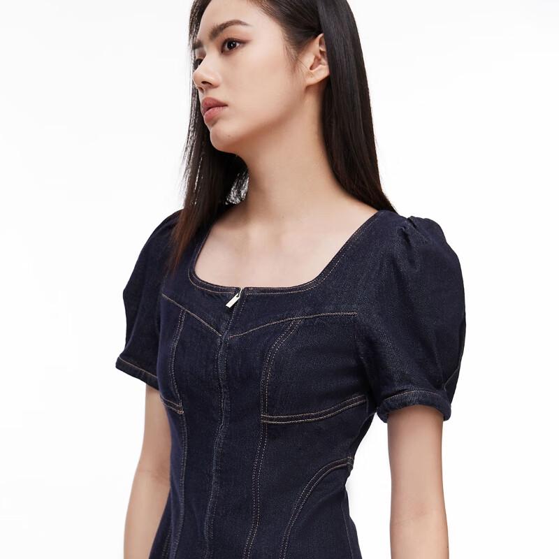 ONLY 2024 Summer Puff Sleeve Denim A-line Mini Dress