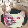 1pc Neon Cat Office Round Area Rug, Indoor Mat Suitable ForOffice, Under Office Chairs Bedroom Living Room Home Decor, Room Deco U09