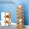 5/7/8 Tiers Vertical Shoe Rack Wood Narrow Shoe Rack Small Shoe Organizer Space Saving Corner Shoe Shelf Tall Shoe Tower Free Standing Shoe Rack