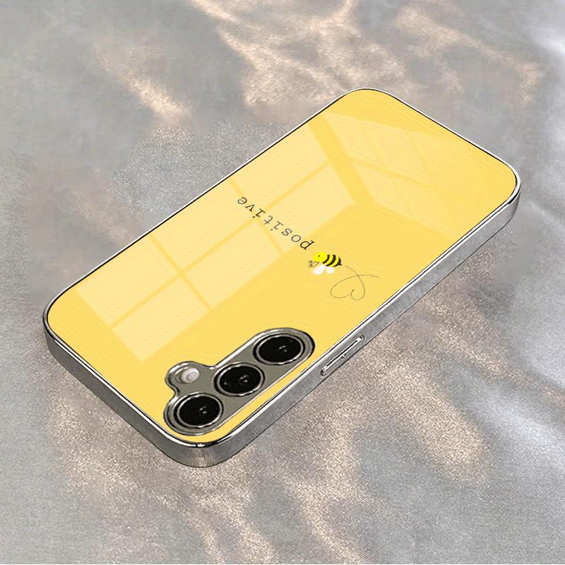 Gelbes Bienen-Design gehärtetes Glas Handyhülle geeignet für Samsung Galaxy S26 S25 S24 S22 S21 S20 FE/Ultra/Plus sturzsicher