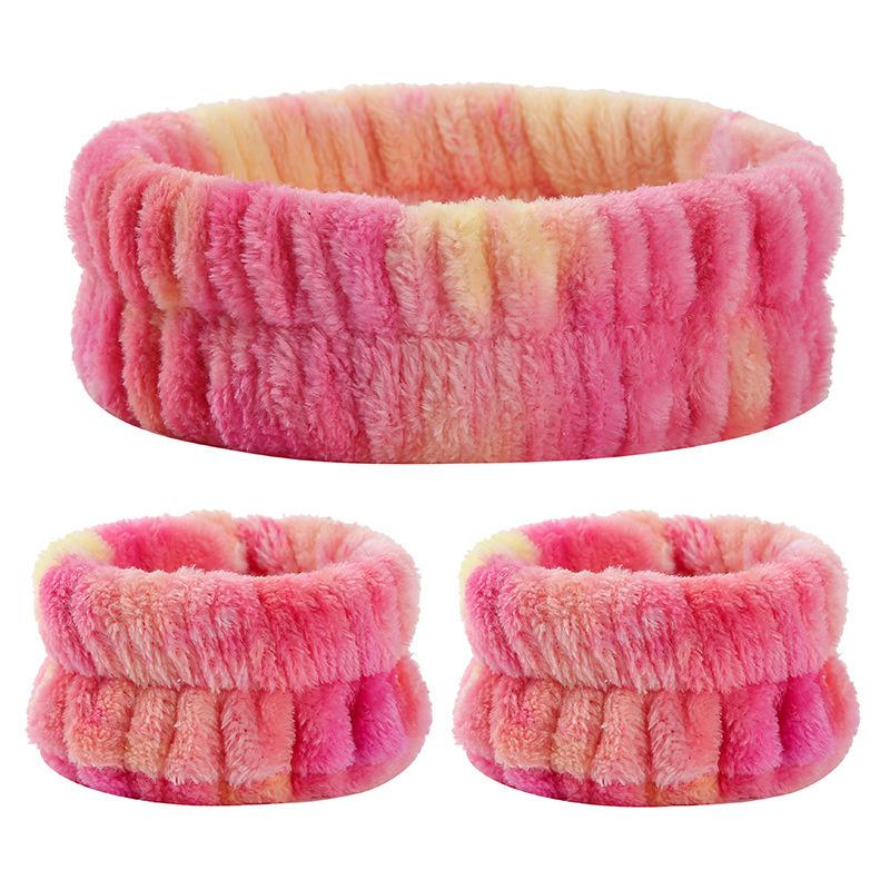 Women Girls Wash Face Spa Makeup Headbands Soft Coral Fleece Absorbent Headband Waterproof Wrist Band Elastic Hair Bands