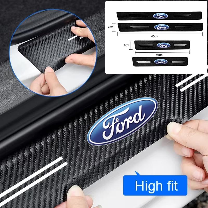 Car Door Threshold Protective Sticker For Ford Fiesta C-Max Kuga Ranger Raptor KA Fusion ST Transit Edge 60X7CM Carbon Fiber GMSBD1