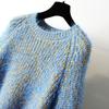 Autumn and Winter Pullover Sweater for Women Loose and Fashionable Thick Blue Knit Sweater for Women