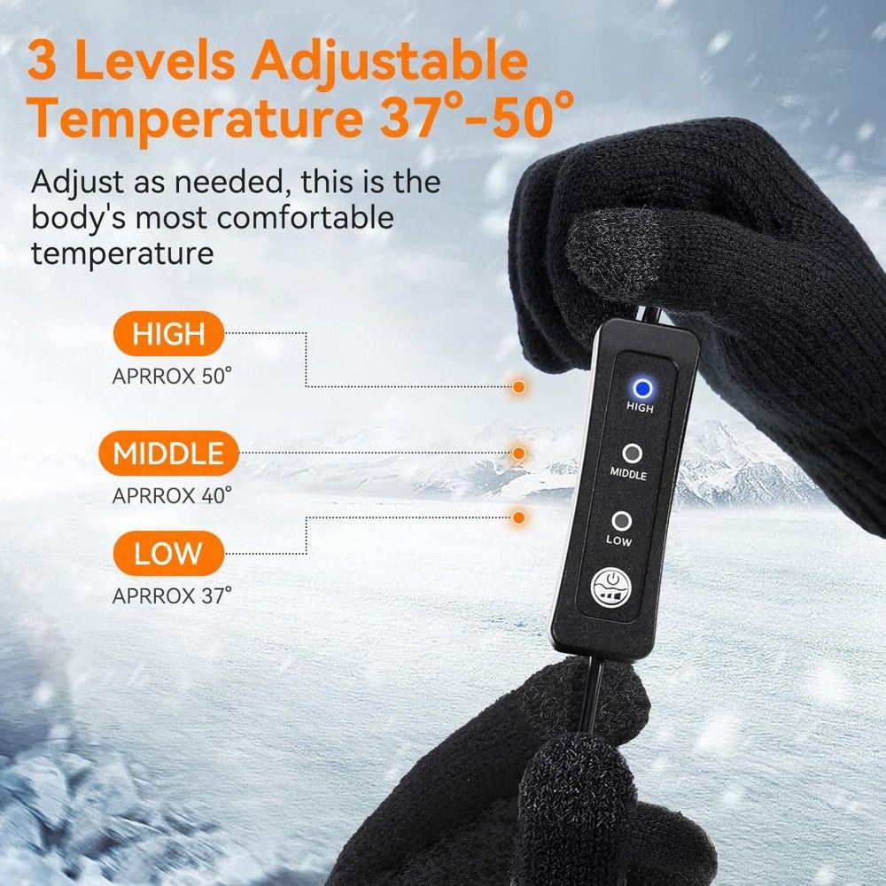 Washable USB Heated Gloves Warm Knitting Gloves Hot Winter Touchscreen Gloves  for Men Women