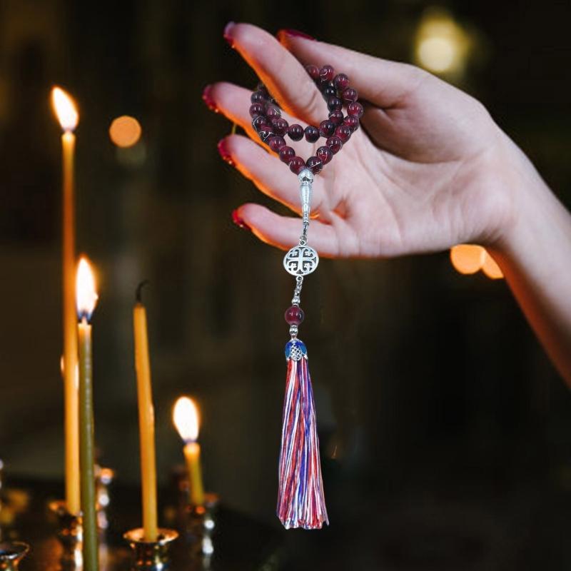 Elegant Prayer Beads Rosary Bracelet Prayer Bracelet Glass Texture Beads Bracelet Suitable for Various Occasions