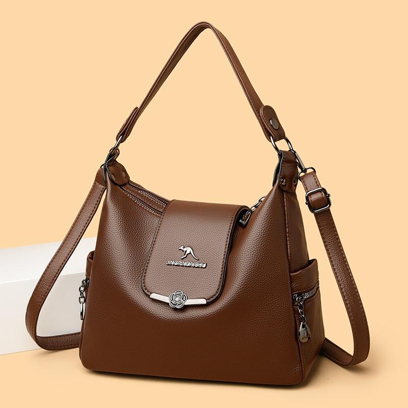 Retro Women's Bag Temperament, Versatile Soft Leather Texture Shoulder Bag, Large Capacity Can Be Carried Crossbody Mother Bag