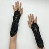 Wedding Etiquette Hook Finger Embroidery Gloves White Arm Covering Bridal Gloves Etiquette Dress Gloves