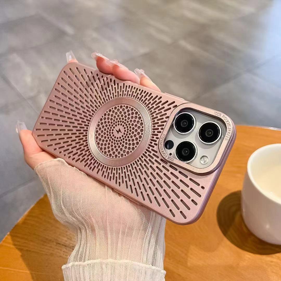 

Рассеивание тепла с датчиком льда Подходит для чехла для мобильного телефона с магнитной зарядкой iPhone 16 Berlin Защитный чехол от падений Apple 15 ProMax 14 iPhone16 розовый