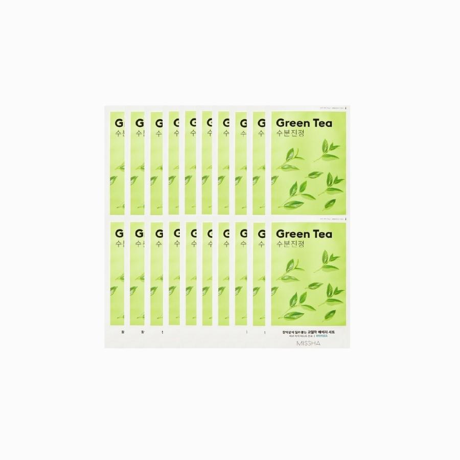MISSHA Airy Adhesive Sheet Mask Green Tea, 20 sheets 19g